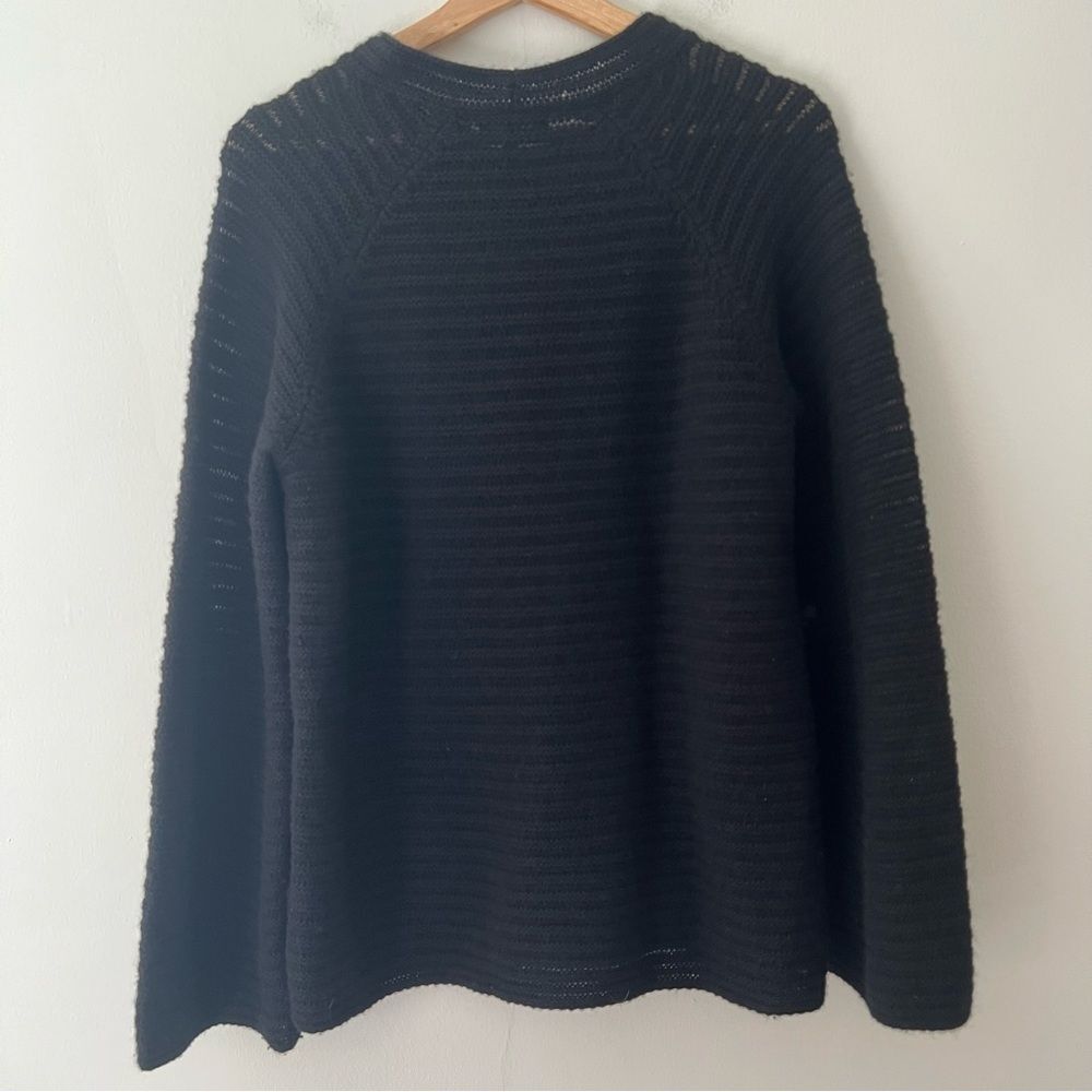 Theory Black Cashmere Sweater Horizontal Rib Size Small Minimalist Quiet Luxury - Picture 5 of 10